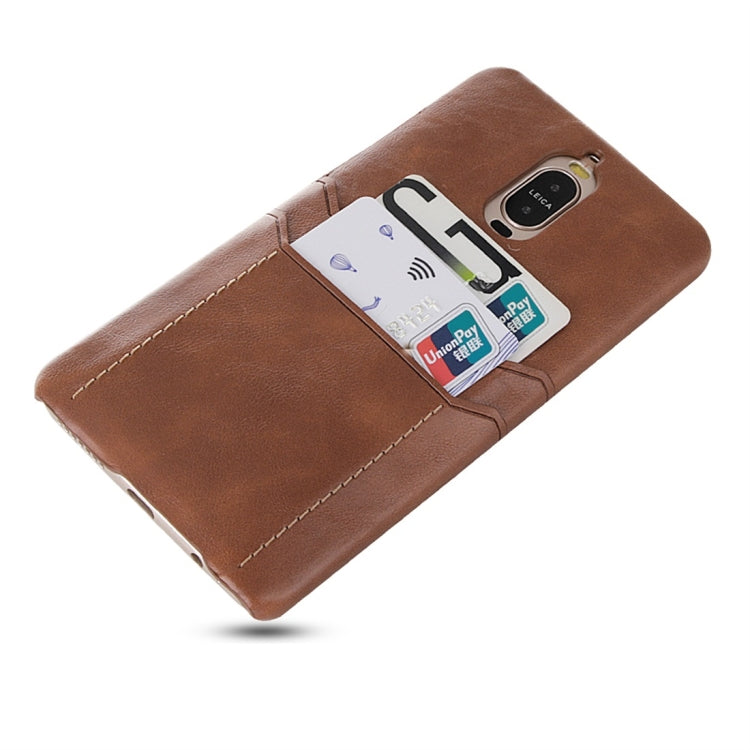 For Huawei Mate 9 Pro Calf Texture PU + PC Protective Case with Card Slots(Black)