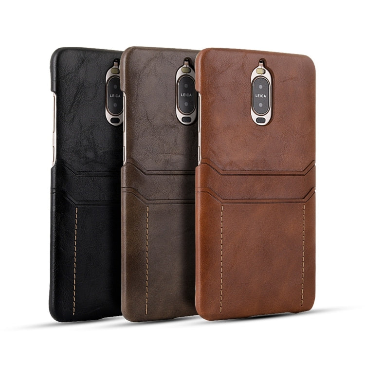 For Huawei Mate 9 Pro Calf Texture PU + PC Protective Case with Card Slots(Black)
