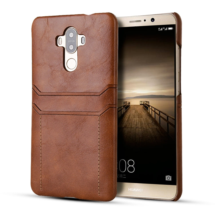 For Huawei Mate 9 Calf Texture PU + PC Protective Case with Card Slots(Brown)