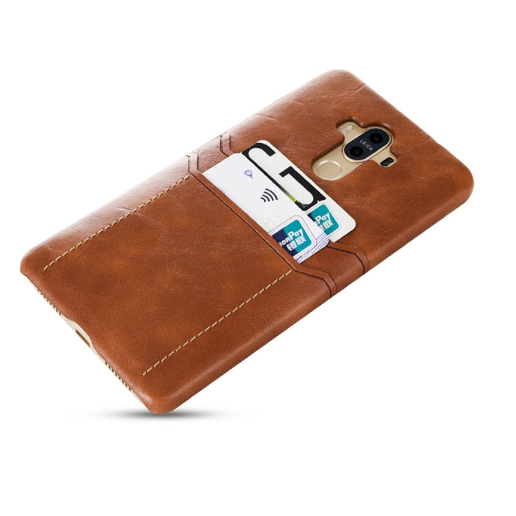 For Huawei Mate 9 Calf Texture PU + PC Protective Case with Card Slots(Brown)