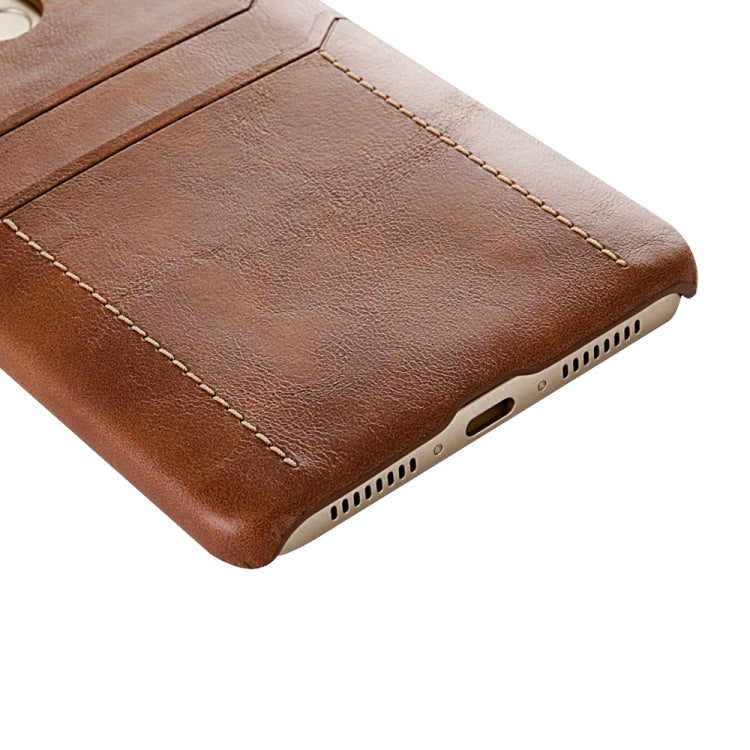 For Huawei Mate 9 Calf Texture PU + PC Protective Case with Card Slots(Brown)