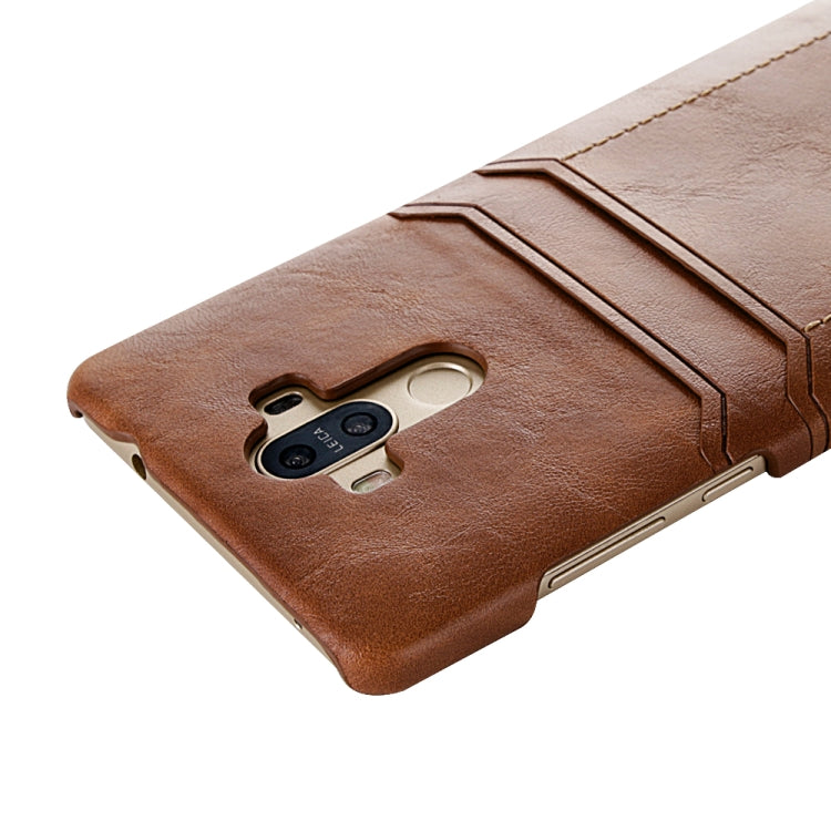 For Huawei Mate 9 Calf Texture PU + PC Protective Case with Card Slots(Brown)