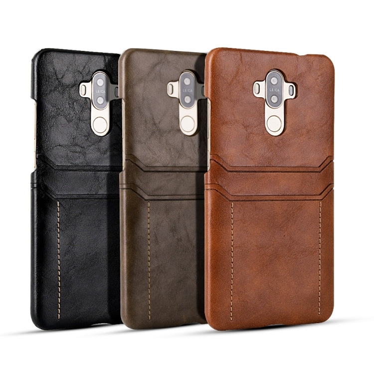 For Huawei Mate 9 Calf Texture PU + PC Protective Case with Card Slots(Brown)