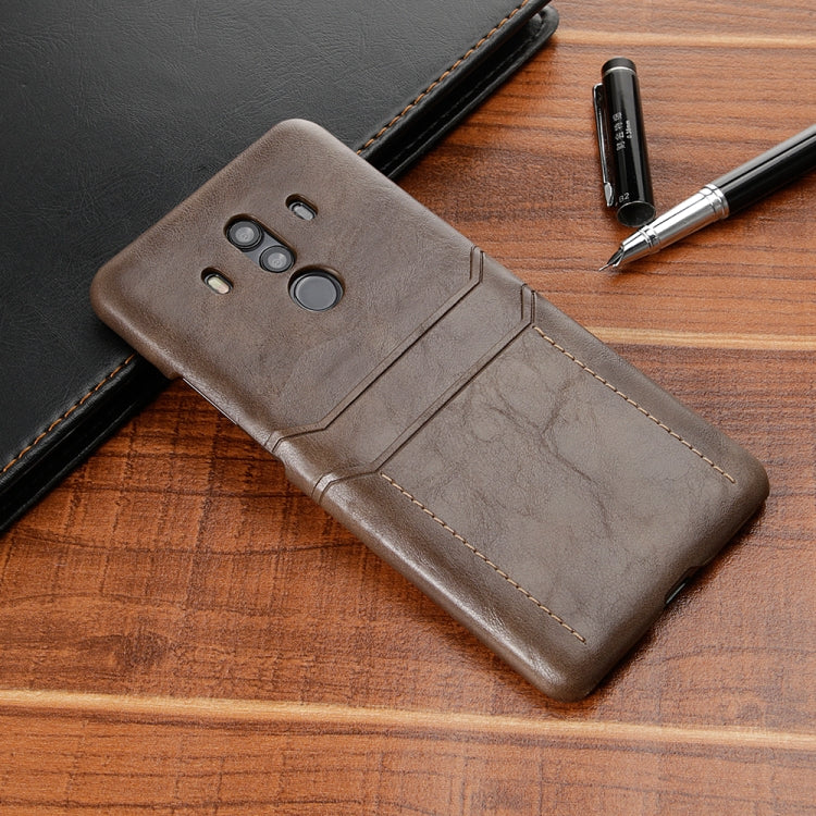 For Huawei Mate 10 Pro Calf Texture PU + PC Protective Case with Card Slots(Coffee)
