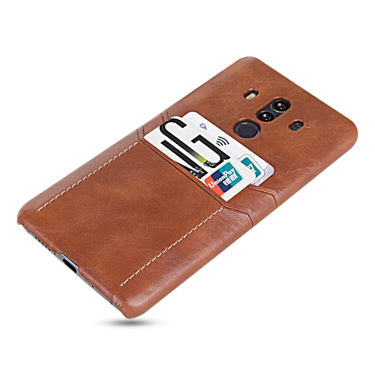 For Huawei Mate 10 Pro Calf Texture PU + PC Protective Case with Card Slots(Coffee)
