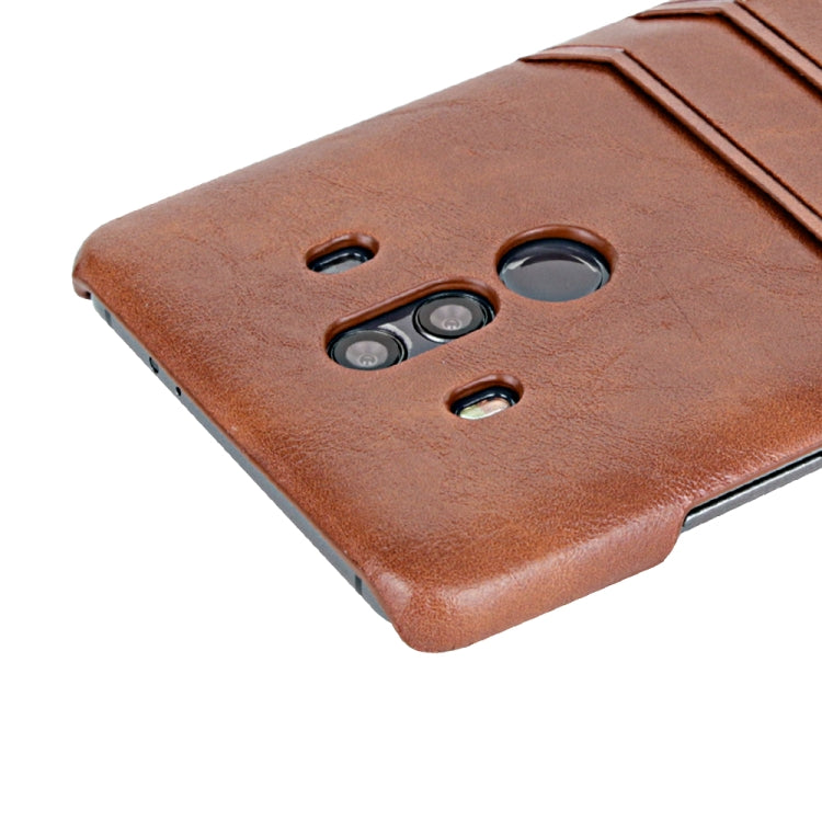 For Huawei Mate 10 Pro Calf Texture PU + PC Protective Case with Card Slots(Coffee)