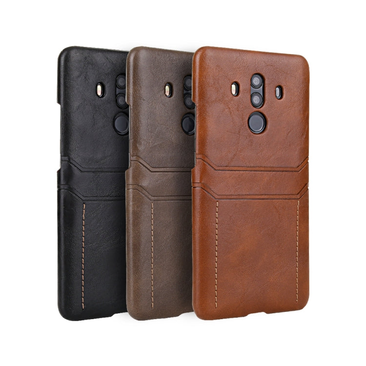 For Huawei Mate 10 Pro Calf Texture PU + PC Protective Case with Card Slots(Coffee)