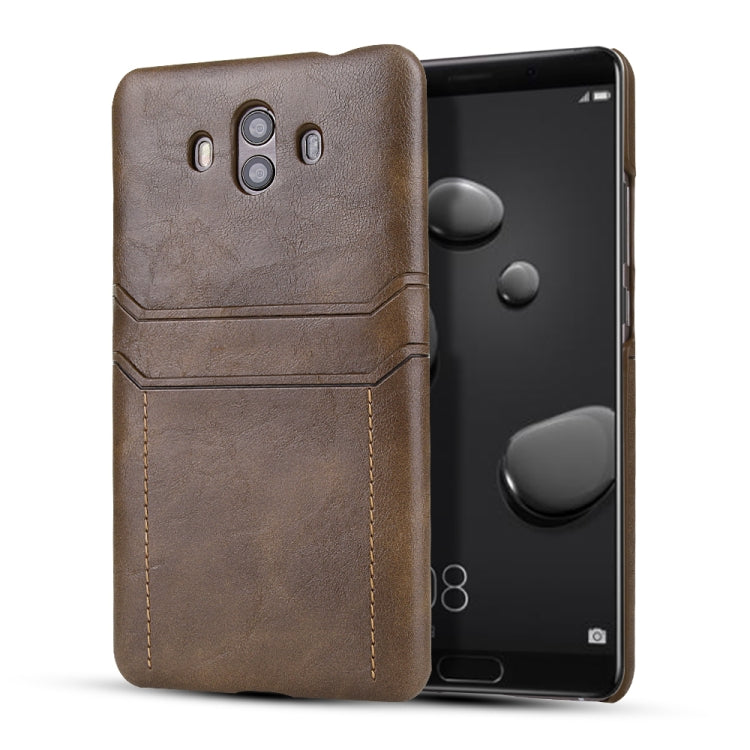 For Huawei Mate 10 Calf Texture PU + PC Protective Case with Card Slots(Coffee)