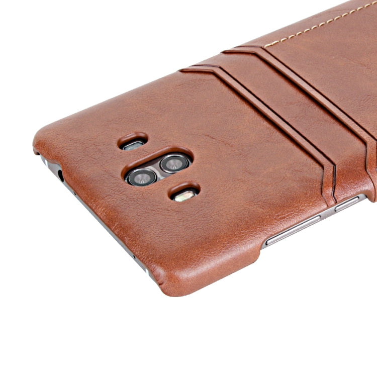 For Huawei Mate 10 Calf Texture PU + PC Protective Case with Card Slots(Coffee)