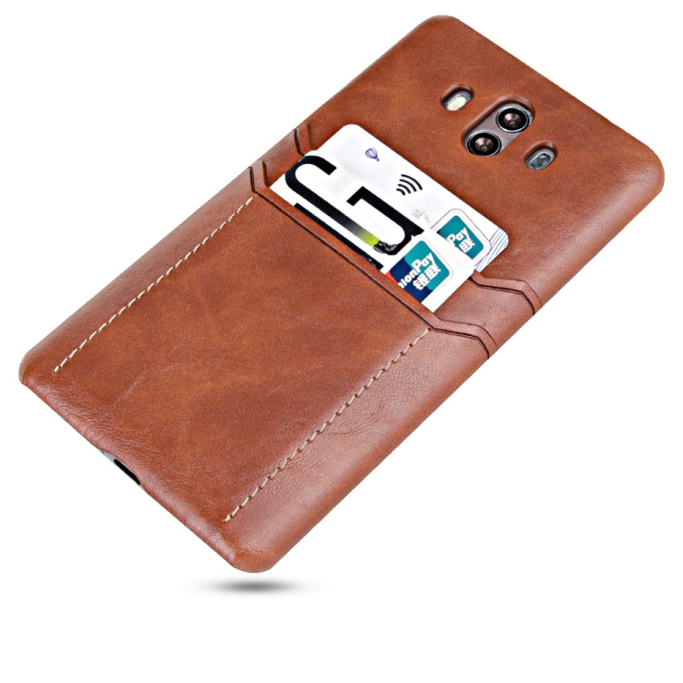 For Huawei Mate 10 Calf Texture PU + PC Protective Case with Card Slots(Coffee)