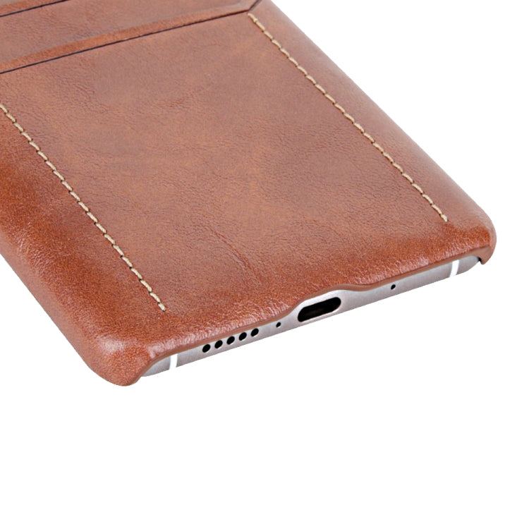 For Huawei Mate 10 Calf Texture PU + PC Protective Case with Card Slots(Coffee)