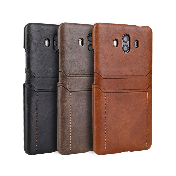 For Huawei Mate 10 Calf Texture PU + PC Protective Case with Card Slots(Coffee)