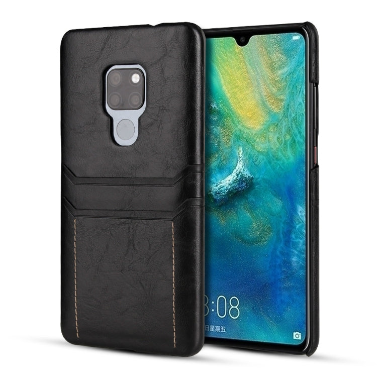 For Huawei Mate 20 Calf Texture PU + PC Protective Case with Card Slots(Black)