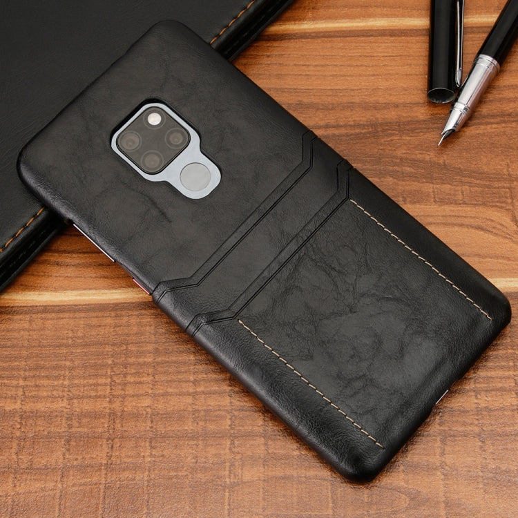 For Huawei Mate 20 Calf Texture PU + PC Protective Case with Card Slots(Black)
