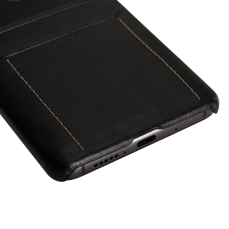 For Huawei Mate 20 Calf Texture PU + PC Protective Case with Card Slots(Black)