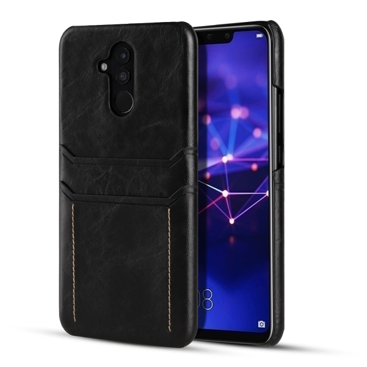 For Huawei Mate 20 Lite Calf Texture PU + PC Protective Case with Card Slots(Black)