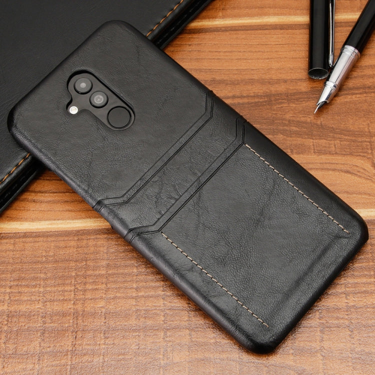 For Huawei Mate 20 Lite Calf Texture PU + PC Protective Case with Card Slots(Black)