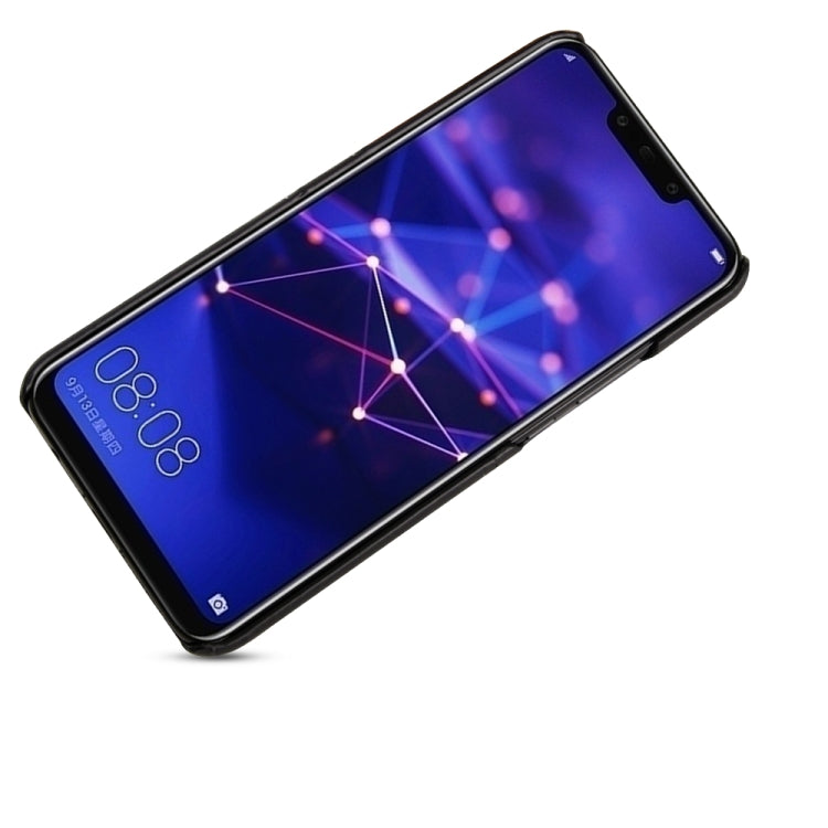 For Huawei Mate 20 Lite Calf Texture PU + PC Protective Case with Card Slots(Black)