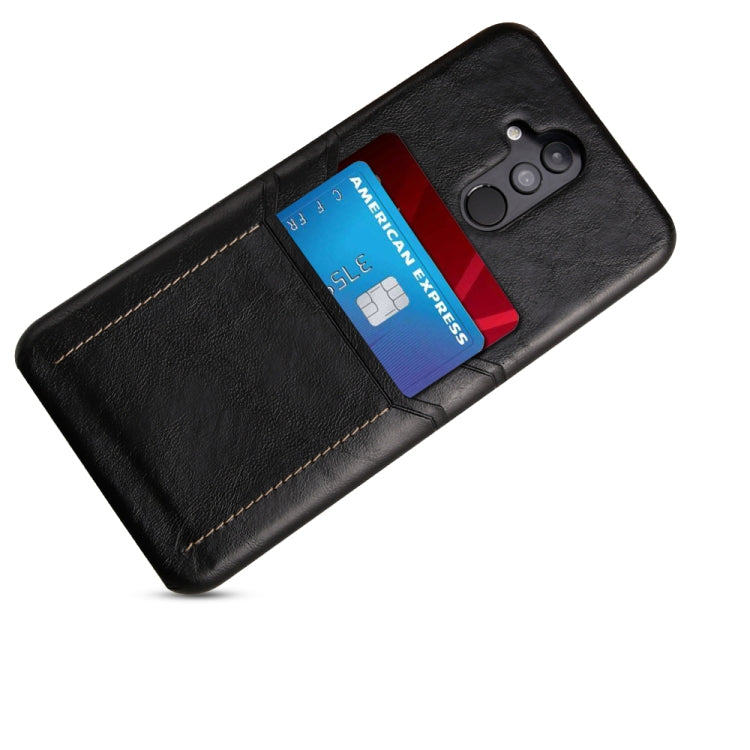 For Huawei Mate 20 Lite Calf Texture PU + PC Protective Case with Card Slots(Black)