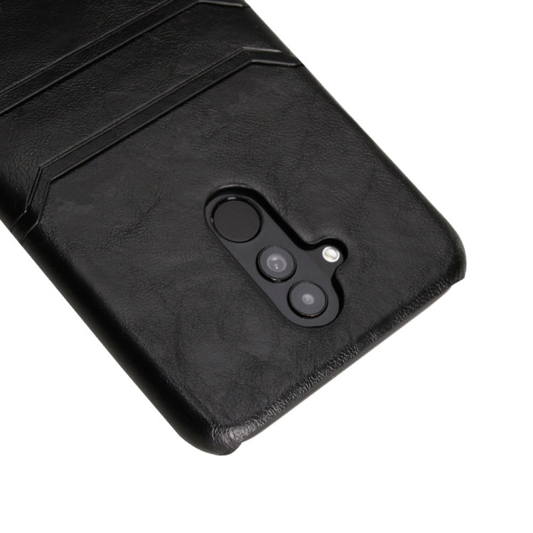 For Huawei Mate 20 Lite Calf Texture PU + PC Protective Case with Card Slots(Black)