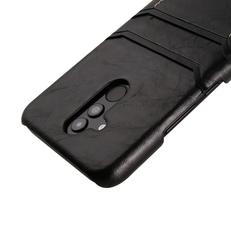 For Huawei Mate 20 Lite Calf Texture PU + PC Protective Case with Card Slots(Black)