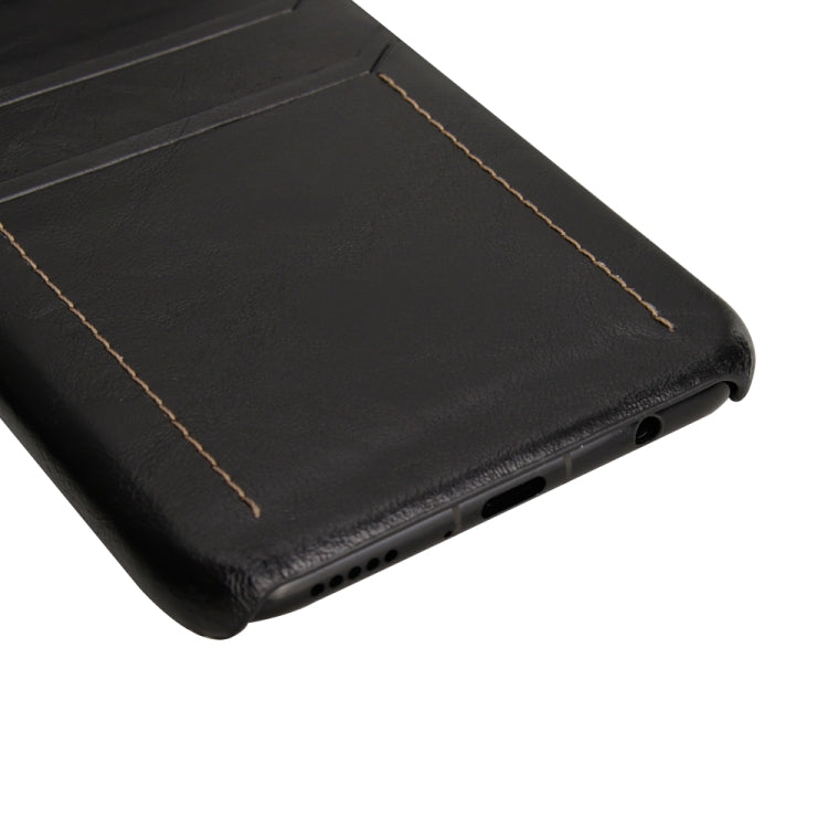 For Huawei Mate 20 Lite Calf Texture PU + PC Protective Case with Card Slots(Black)