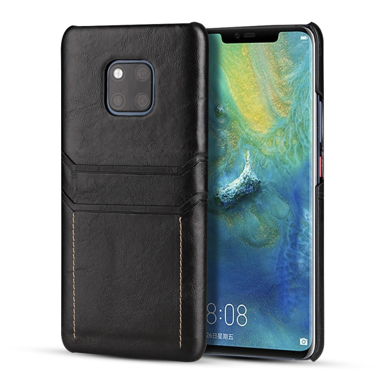 For Huawei Mate 20 Pro Calf Texture PU + PC Protective Case with Card Slots(Black)