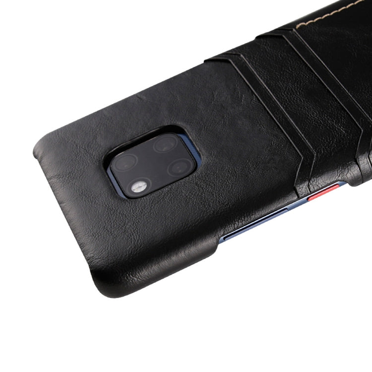 For Huawei Mate 20 Pro Calf Texture PU + PC Protective Case with Card Slots(Black)