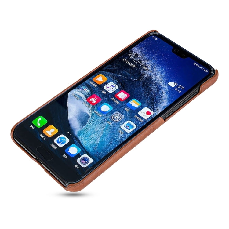 For Huawei P20 Calf Texture PU + PC Protective Case with Card Slots(Coffee)