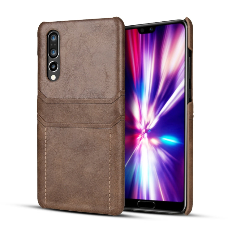 For Huawei P30 Calf Texture PU + PC Protective Case with Card Slots(Coffee)