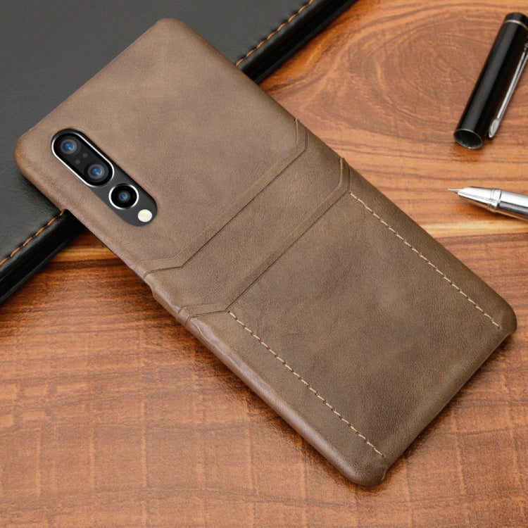 For Huawei P30 Calf Texture PU + PC Protective Case with Card Slots(Coffee)
