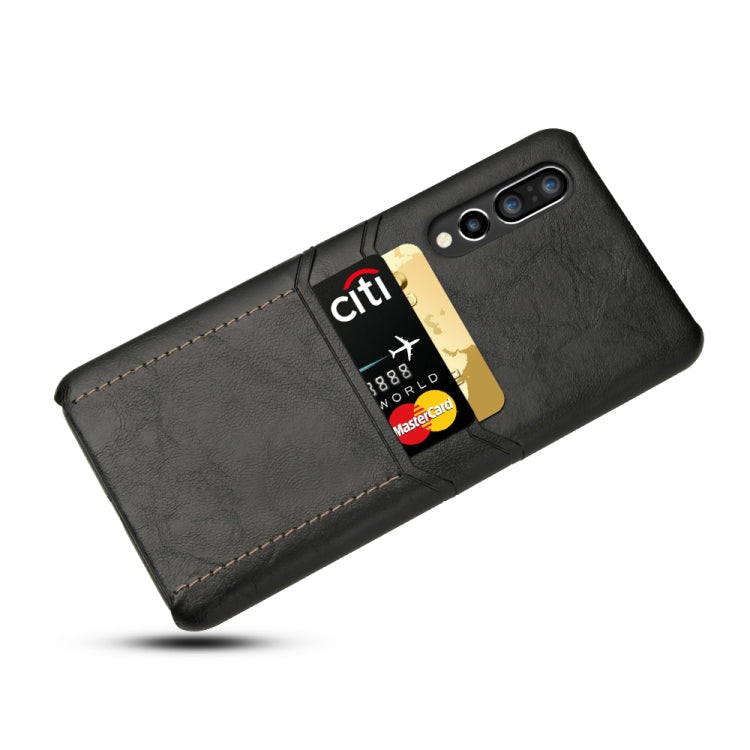 For Huawei P30 Calf Texture PU + PC Protective Case with Card Slots(Coffee)