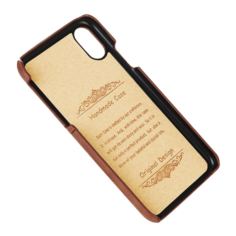 For iPhone X / XS Calf Texture PU + PC Protective Case with Card Slots