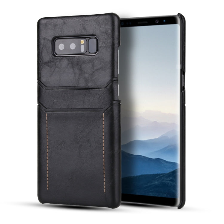 For Galaxy Note 8 Calf Texture PU + PC Protective Case with Card Slots(Black)