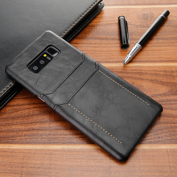 For Galaxy Note 8 Calf Texture PU + PC Protective Case with Card Slots(Black)