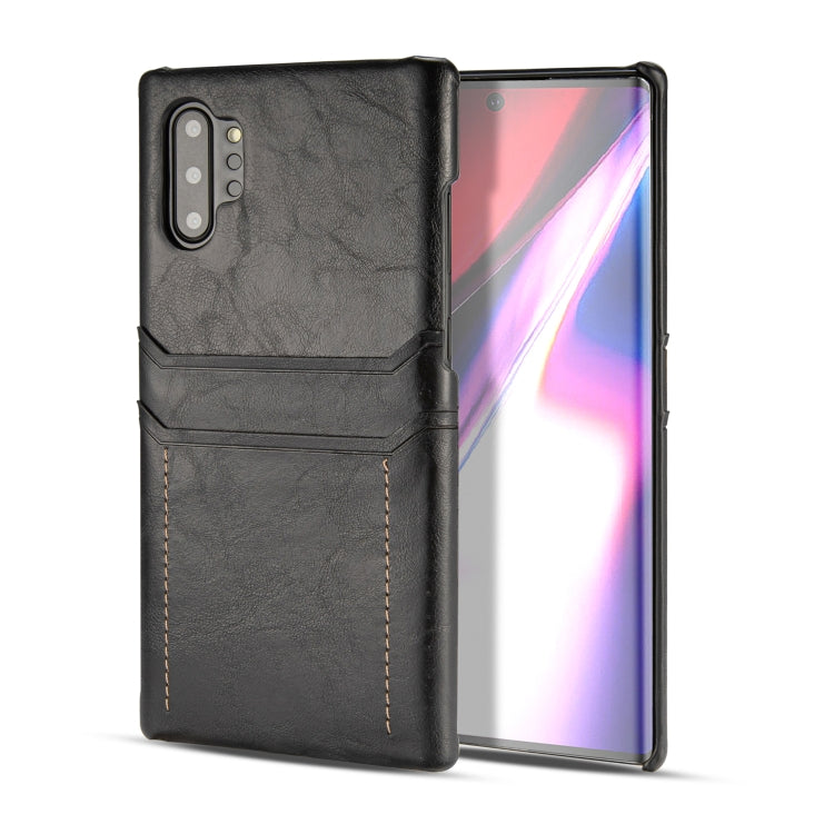 For Galaxy Note 10+ Calf Texture PU + PC Protective Case with Card Slots(Black)