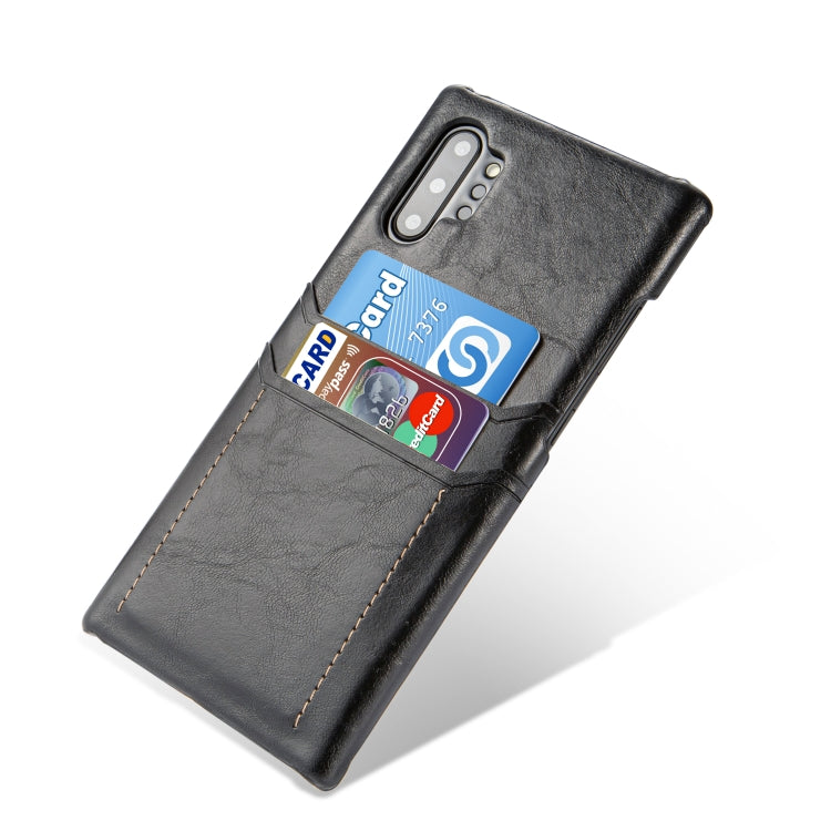For Galaxy Note 10+ Calf Texture PU + PC Protective Case with Card Slots(Black)