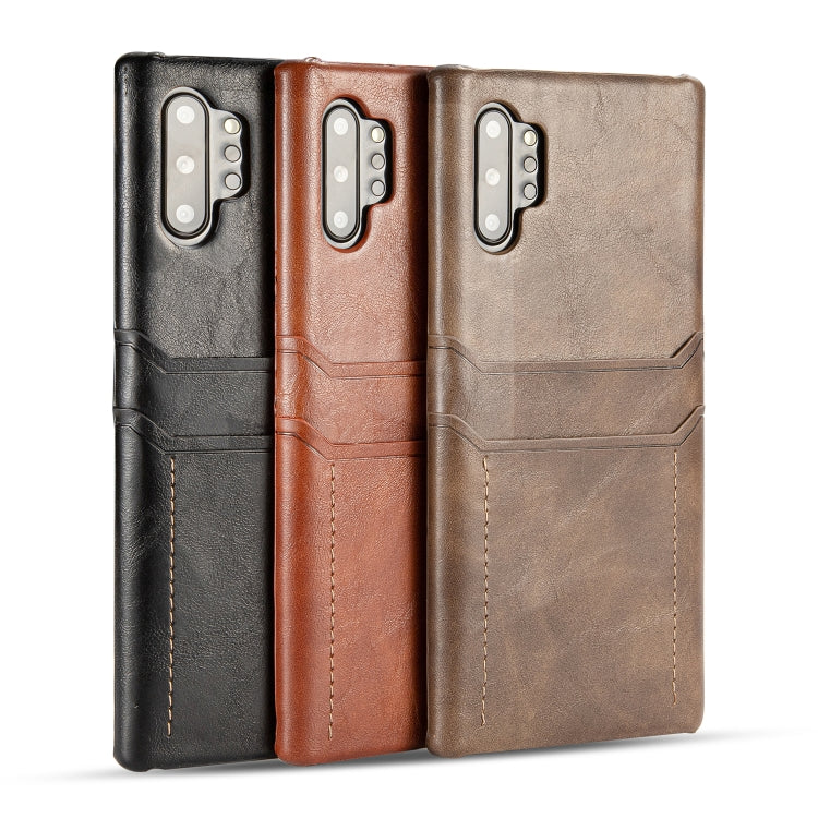 For Galaxy Note 10+ Calf Texture PU + PC Protective Case with Card Slots(Black)