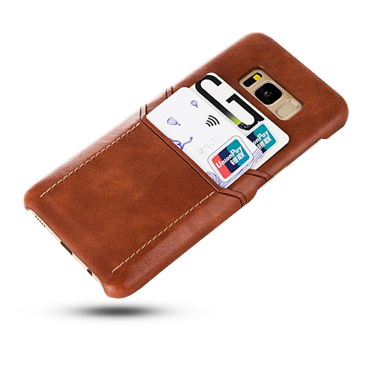 For Galaxy S8 Calf Texture PU + PC Protective Case with Card Slots(Black)