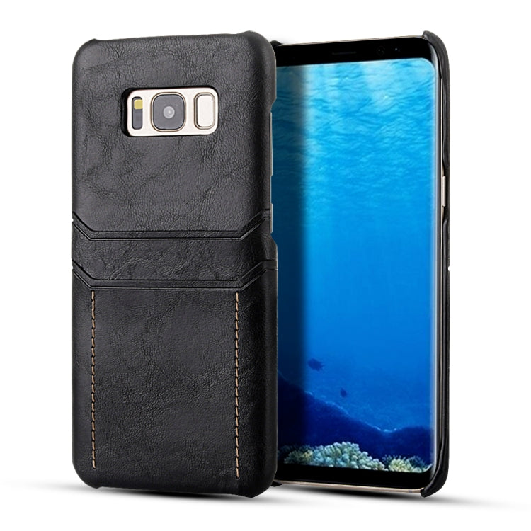 For Galaxy S8+ Calf Texture PU + PC Protective Case with Card Slots(Black)