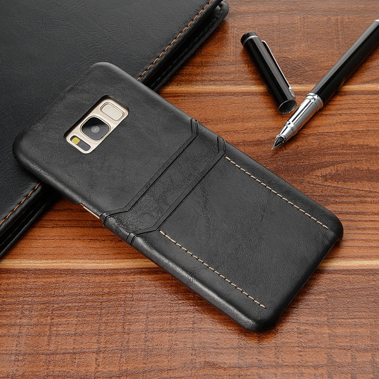 For Galaxy S8+ Calf Texture PU + PC Protective Case with Card Slots(Black)