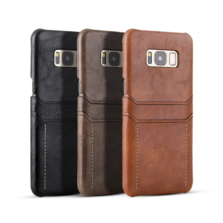 For Galaxy S8+ Calf Texture PU + PC Protective Case with Card Slots(Black)