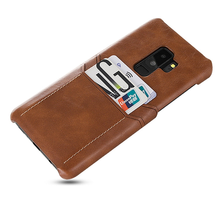 For Galaxy S9 Calf Texture PU + PC Protective Case with Card Slots(Brown)