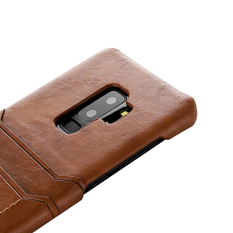 For Galaxy S9+ Calf Texture PU + PC Protective Case with Card Slots(Black)