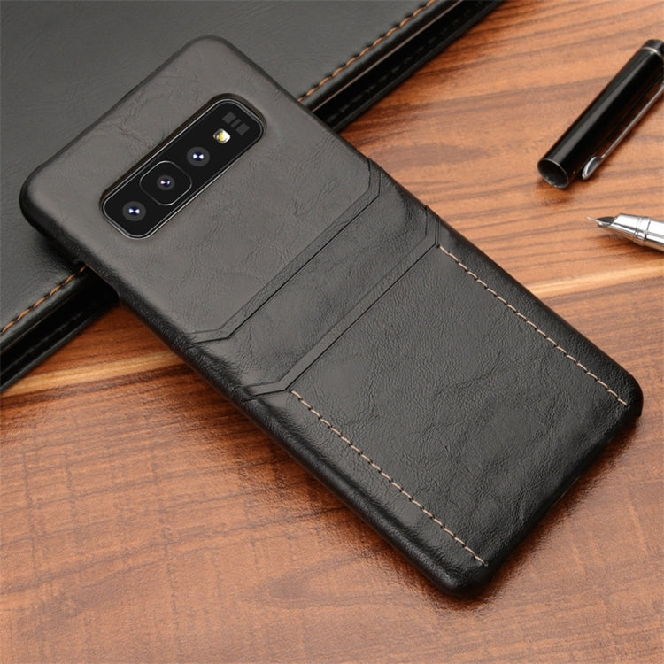 For Galaxy S10+ Calf Texture PU + PC Protective Case with Card Slots