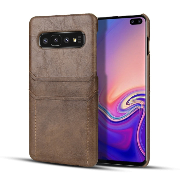 For Galaxy S10+ Calf Texture PU + PC Protective Case with Card Slots
