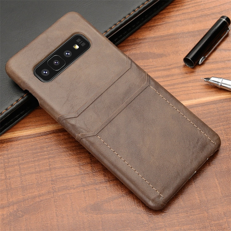 For Galaxy S10+ Calf Texture PU + PC Protective Case with Card Slots
