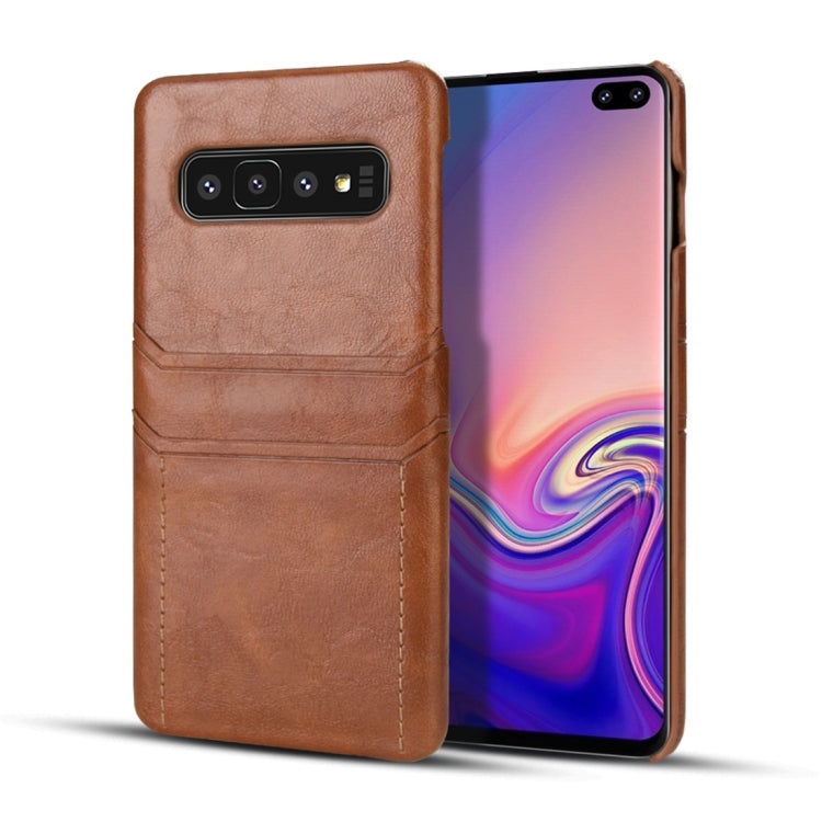 For Galaxy S10+ Calf Texture PU + PC Protective Case with Card Slots