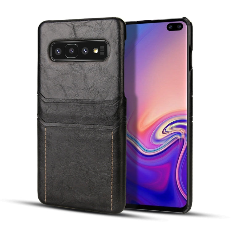 For Galaxy S10e Calf Texture PU + PC Protective Case with Card Slots(Black)