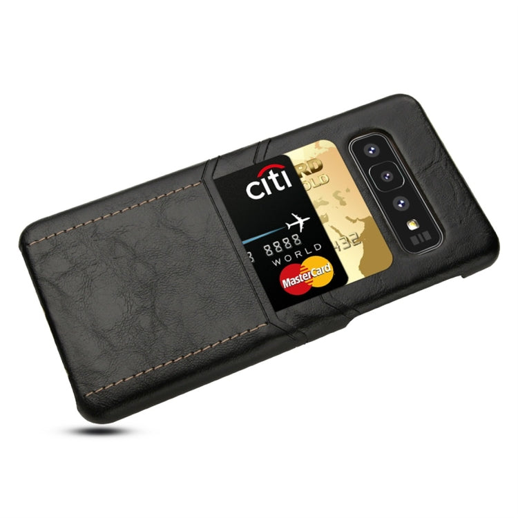 For Galaxy S10e Calf Texture PU + PC Protective Case with Card Slots(Black)